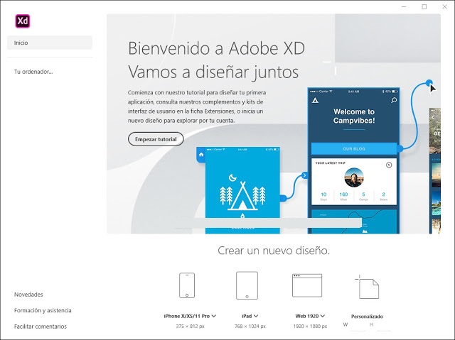Adobe XD (2022) v51.0.12, Programa dedicado íntegramente al diseño y prototipado de aplicaciones web